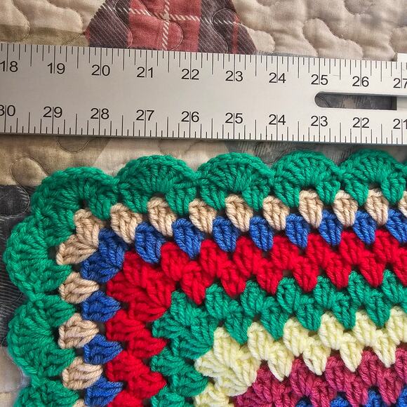 CROCHET Afghan Blanket Large Granny Square Multicolor 30" x 30" Square - Picture 3 of 5